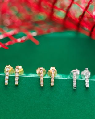Boucles d’oreilles or jaune, or rose et or blanc, diamants