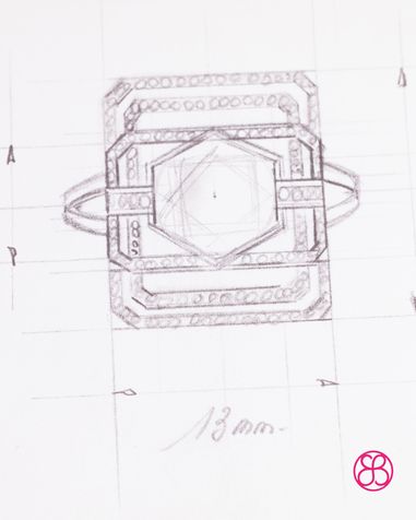 Dessin nouvelle bague par Emmanuelle Barrière